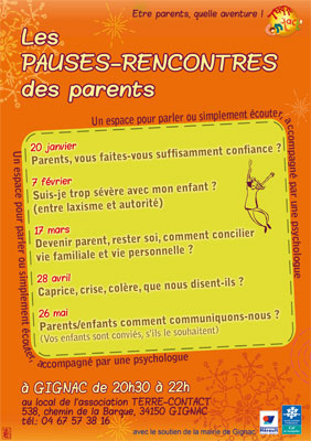 Affiche Terre-Contact : Pauses-Rencontres des Parents